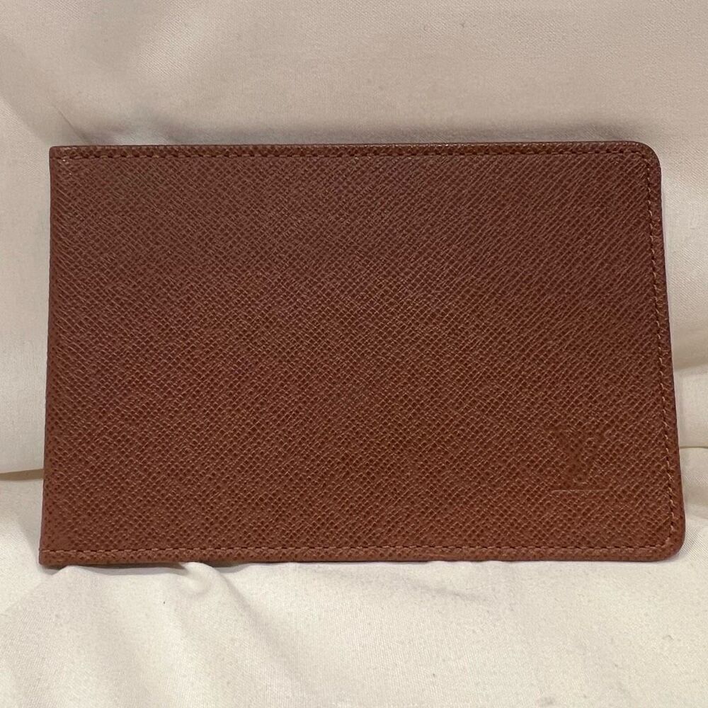Authentic Louis Vuitton LV Logo Leather Folding ID Wallet Cardholder Insert EUC